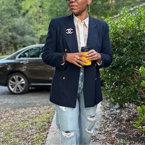 KASPER vintage navy double breasted blazer size 10
